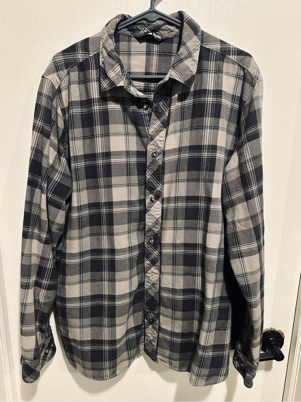 The North Face Black and Gray Plaid Button-Down Shirt